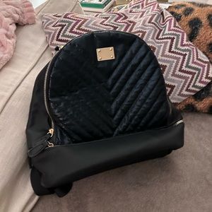 BLACK FAUX LEATHER BACKPACK